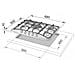 L858X Piano Cottura Incasso a Gas 5 Fuochi 70 cm Colore Inox /Ghisa - Foto miniatura 2