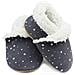 Dotty Pesce Camoscio Del Bambino Pantofole. Caldo Pile Foderato. Scarpe Bambino Bambini Piccoli. Antisdrucciolevole Molle Sole. Ragazzi Ragazze. Grigio Con Silver Stars. 4-5 Anni. - Foto miniatura 3