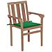 Sedie da Giardino 2 pz con Cuscini Verdi Massello di Teak - Foto miniatura 3