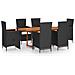 Set Mobili da Pranzo per Giardino 7 pz in Polyrattan Nero - Foto miniatura 1