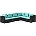 Set Divani Da Giardino 6 Pz Con Cuscini In Polyrattan Nero - Foto miniatura 1