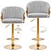 Set 2 Sgabelli Da Cucina Altezza Regolabile In Velluto Grigio E Struttura Oro - Foto miniatura 4