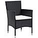 Set da Pranzo per Giardino 7 pz con Cuscini Polyrattan Nero - Foto miniatura 5
