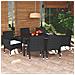 Set da Pranzo per Giardino 7 pz con Cuscini Polyrattan Nero - Foto miniatura 9