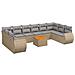 Set Divani Da Giardino 11 Pz Con Cuscini Beige In Polyrattan - Foto miniatura 2