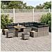 Set di Sofà da Giardino di 12 Pezzi con Cuscini in Polyrattan Grigio e Acacia, Set da Pranzo da Giardino di 3 Pezzi con Cuscini in Polyrattan Grigio e Acacia - Foto miniatura 3