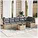 Set Divano da Giardino  7 Pezzi con Cuscini Rattan Sintetico Nero, Divano da Giardino  2 Posti con Cuscini Rattan Sintetico Beige - Foto miniatura 2