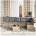 Set Divano da Giardino  7 Pezzi con Cuscini Rattan Sintetico Nero, Divano da Giardino  2 Posti con Cuscini Rattan Sintetico Beige - Foto miniatura 3