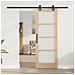 "Porta Scorrevole  con Set Hardware ""ORKDAL"" in Legno Massiccio e Vetro, Porta Interna  con Vetro ""ORKDAL"" 73.5x198.5x4 cm in Legno Massiccio di Pino" - Foto miniatura 3