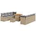 Set Divano da Giardino con cuscino 11 pcs Beige Poly Rattan - Foto miniatura 1