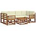 Set di divani da esterno con cuscino 7 pcs Naturale e Crema - Foto miniatura 1