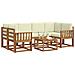 Set di divani da esterno con cuscino 7 pcs Naturale e Crema - Foto miniatura 3