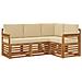 Set divani 4 pcs Naturale e Beige Legno di Acacia Massello - Foto miniatura 1