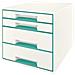 Leitz Schubladenbox Wow Cube, 4 Schbe, Perlwei / eisblau Fr Format Din A4 Maxi, Hochglanz, Schubladen Mit Auszugs - 1 Stck (5213-20-51)  - Foto miniatura 1