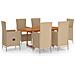 Set Mobili da Pranzo per Giardino 7 pz in Polyrattan Beige - Foto miniatura 1