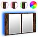 Armadietto A Specchio Con Led Rovere Fumo 80x12x45cm Acrilico - Foto miniatura 2
