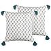 Set Di 2 Cuscini Cornus Cotone 45 X 45 Cm Blu Trama Floreale - Foto miniatura 4