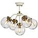 Lampadario Contemporaneo Cosmos Acciaio Crema Vetro Ottone 5 Luci E14 - Foto miniatura 2