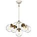 Lampadario Contemporaneo Cosmos Acciaio Crema Vetro Ottone 5 Luci E14 - Foto miniatura 1