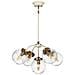 Lampadario Contemporaneo Cosmos Acciaio Crema Vetro Ottone 5 Luci E14 - Foto miniatura 3