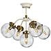 Lampadario Contemporaneo Cosmos Acciaio Crema Vetro Ottone 5 Luci E14 - Foto miniatura 4