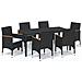 Set da Pranzo per Giardino 7 pz con Cuscini Polyrattan Nero - Foto miniatura 1