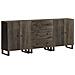Credenze 3 Pz Nere 60x33x75 Cm In Legno Massello Di Mango - Foto miniatura 1