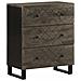 Credenze 3 Pz Nere 60x33x75 Cm In Legno Massello Di Mango - Foto miniatura 3