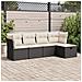 Set Divani da Giardino 5 pz con Cuscini in Polyrattan Nero - Foto miniatura 2