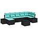 Set Divano da Giardino 7 pz Nero e Turchese polyrattan - Foto miniatura 1