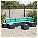 Set Divano da Giardino 7 pz Nero e Turchese polyrattan - Foto miniatura 10