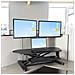 Scrivania ad angolo Sit Stand con Vassoio per Tastiera - Ampia Superficie (908x530mm) - Postazione di lavoro ergonomica per stare in piedi /seduto ad altezza regolabile - Supporta due monitor - Foto miniatura 9