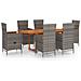 Set Mobili da Pranzo per Giardino 7 pz in Polyrattan Grigio - Foto miniatura 1