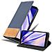 Custodia Compatibile Con Samsung Galaxy A8 2018 In Blu Scuro Marrone - Coperchio Protettiva Con Chiusura Magnetica, Funzione Stand E Tasca Per Le Carte - Foto miniatura 1