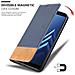 Custodia Compatibile Con Samsung Galaxy A8 2018 In Blu Scuro Marrone - Coperchio Protettiva Con Chiusura Magnetica, Funzione Stand E Tasca Per Le Carte - Foto miniatura 7