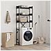 Scaffale Per Lavatrice Nero 67x25x163 Cm In Legno Multistrato - Foto miniatura 2