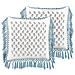 Set Di 2 Cuscini Pallida Cotone 45 X 45 Cm Blu Trama Floreale - Foto miniatura 3