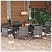 Set da Pranzo per Giardino 7 pz con Cuscini Polyrattan Grigio - Foto miniatura 7