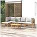 Set Salotto da Giardino 6pz con Cuscini Grigio Chiaro Bambù - Foto miniatura 2