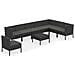 Set Divani Da Giardino 9 Pz Con Cuscini In Polyrattan Nero - Foto miniatura 2