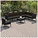 Set Divani Da Giardino 9 Pz Con Cuscini In Polyrattan Nero - Foto miniatura 1