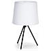Aigostar Lampada Da Tavolo Comodino Moderna Trepiede In Metallo Nero Paralume Tessuto Bianco - Foto miniatura 1