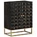 Credenza Nera 55x34x75 Cm In Legno Massello Di Mango E Ferro - Foto miniatura 3