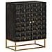 Credenza Nera 55x34x75 Cm In Legno Massello Di Mango E Ferro - Foto miniatura 7