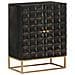 Credenza Nera 55x34x75 Cm In Legno Massello Di Mango E Ferro - Foto miniatura 1