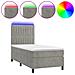 Letto A Molle Materasso E Led Grigio Chiaro 90x200 Cm Velluto - Foto miniatura 2