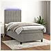 Letto A Molle Materasso E Led Grigio Chiaro 90x200 Cm Velluto - Foto miniatura 1