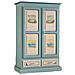Armadio 2 Ante Shabby In Legno Cerato Azzurro Con Decori 125x61x200 - Foto miniatura 1