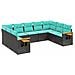 Set Divani Da Giardino 9 Pz Con Cuscini Nero In Polyrattan - Foto miniatura 2