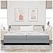 Letto Box Spring con Materasso Grigio Chiaro 200x200 cm Tessuto - Foto miniatura 5